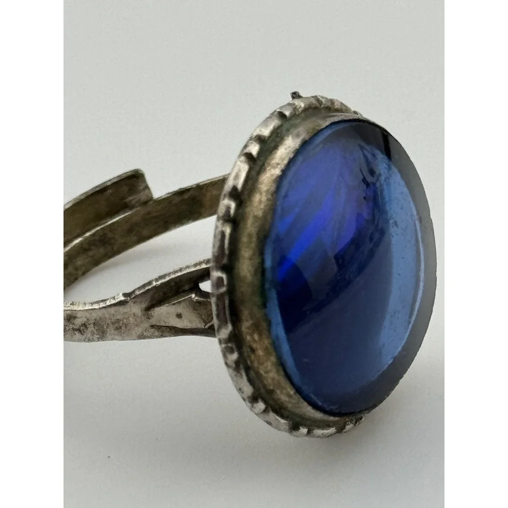 Vintage Silver Tone Butterfly Wing Adjustable Ring AS IS‎